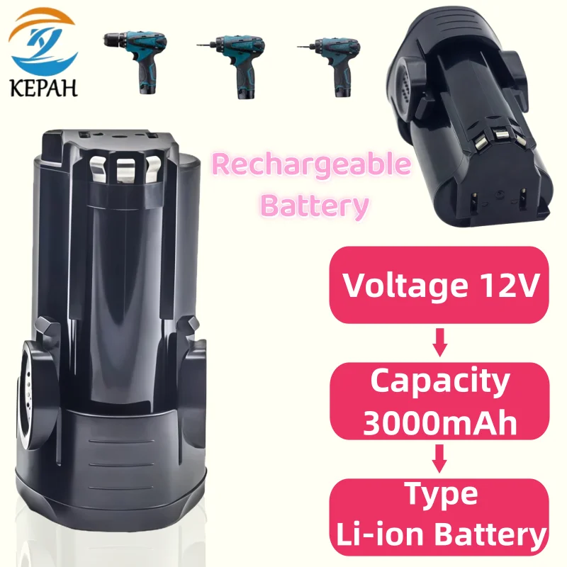Neue 12V 3000mAh Batterie für BD BL1110 BL1310 BL1510 LB12 LBX12 EGBL108 Elektrowerkzeug Li-Ion Akkuschrauber Batterie