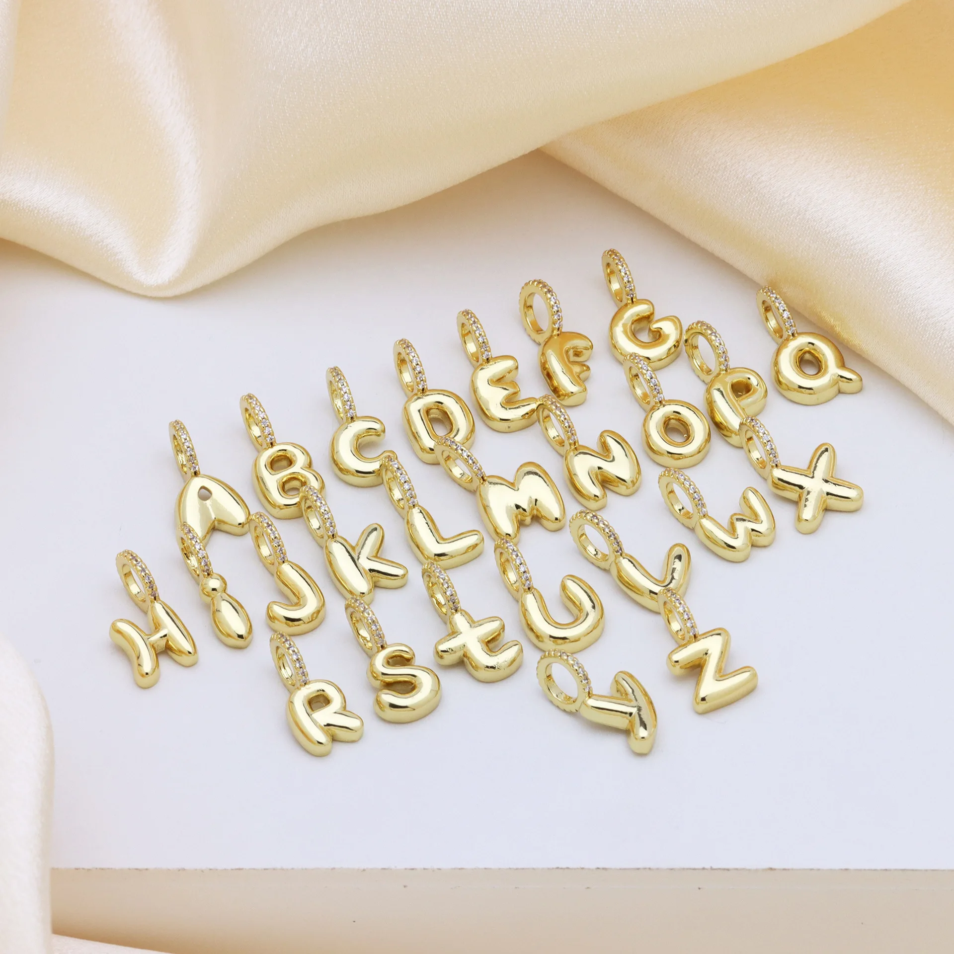 New Gold Color Chunky Letter Pendant Bubble Initial Charms Balloon A-Z Necklace for Women Clavicle Chain DIY Jewelry Accessories