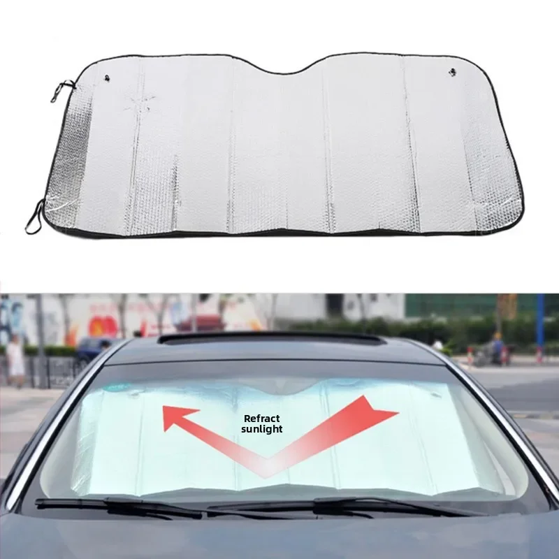 The front window sunshade is easy to install and suitable for all vehicles. It can protect the vehicle from direct sunlight
