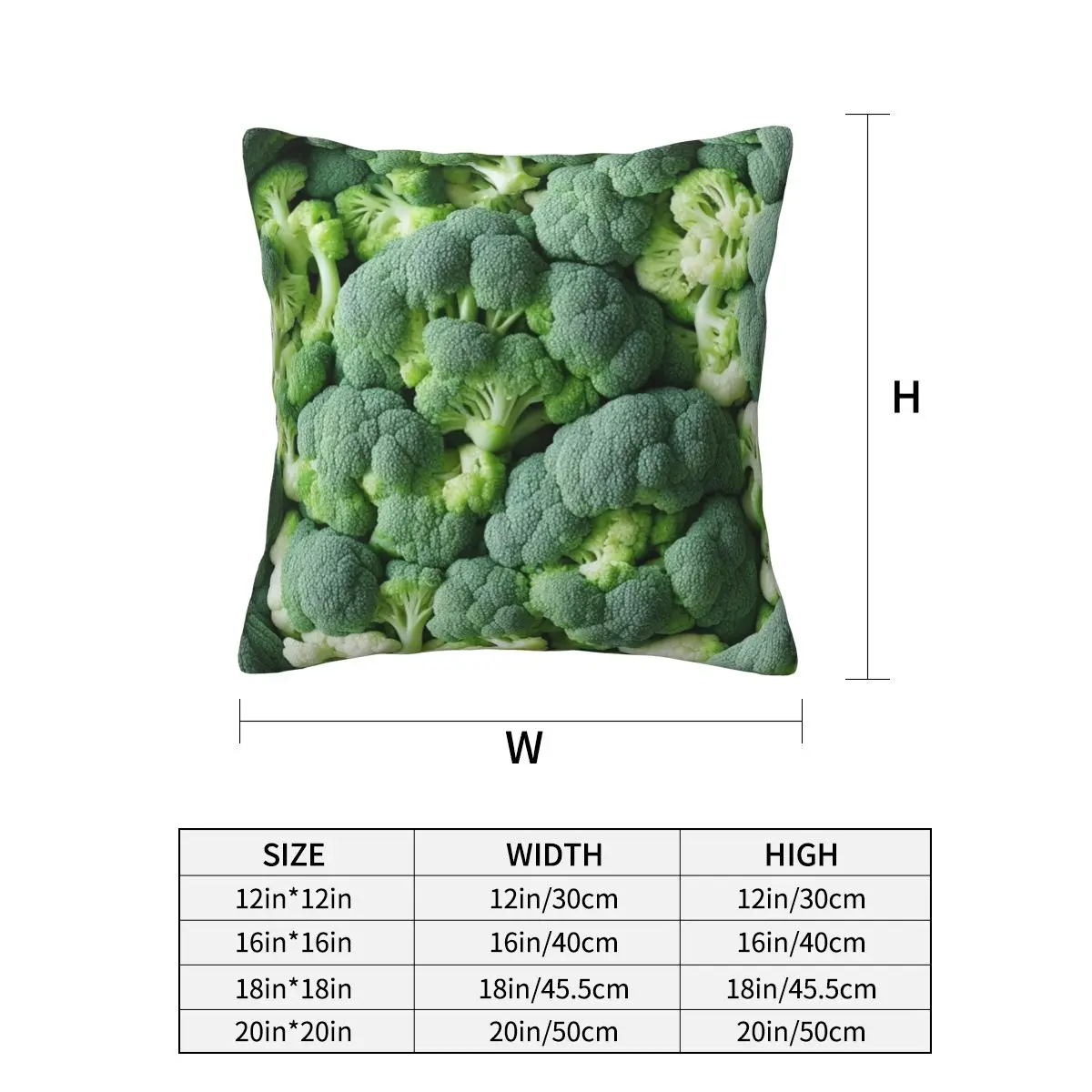 Broccoli And Cauliflower Square Pillowcase Pillow Cover Cushion Decor Comfort Throw Pillow for Home Car