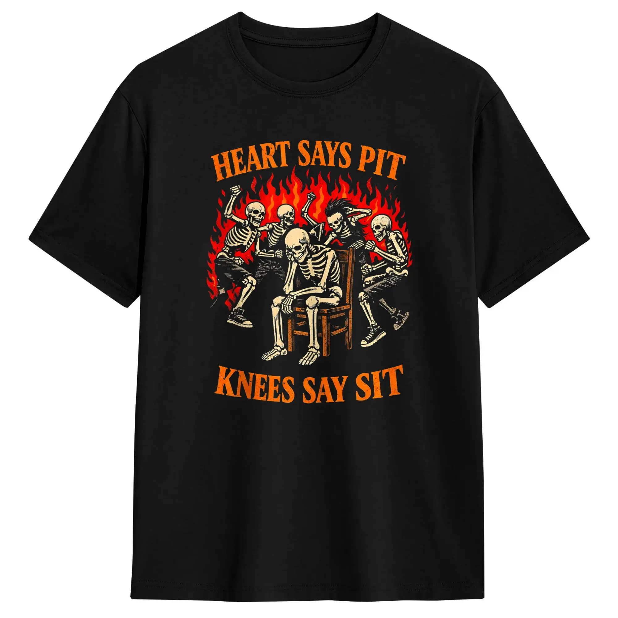 Men's Heart Says Pit Knees Say Sit T Shirts  100% Cotton Clothes Summer Y2K Funny Short-Sleeved T-Shirt O Neck Hip Hop Tshirt