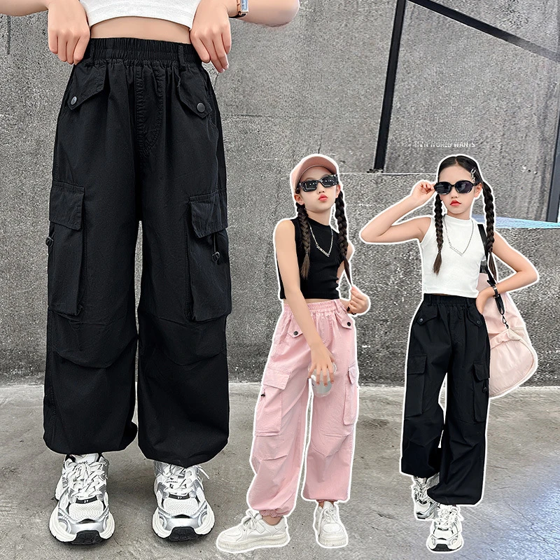 

Детские брюки для девочек, Новинка весна-лето 2024, простые повседневные универсальные брюки в Европейском стиле, модный стиль