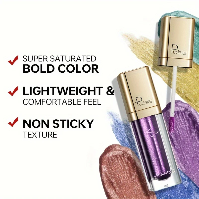 Pudaier Sombra de ojos brillante Sombra de ojos nacarada de diamante Sombra de ojos