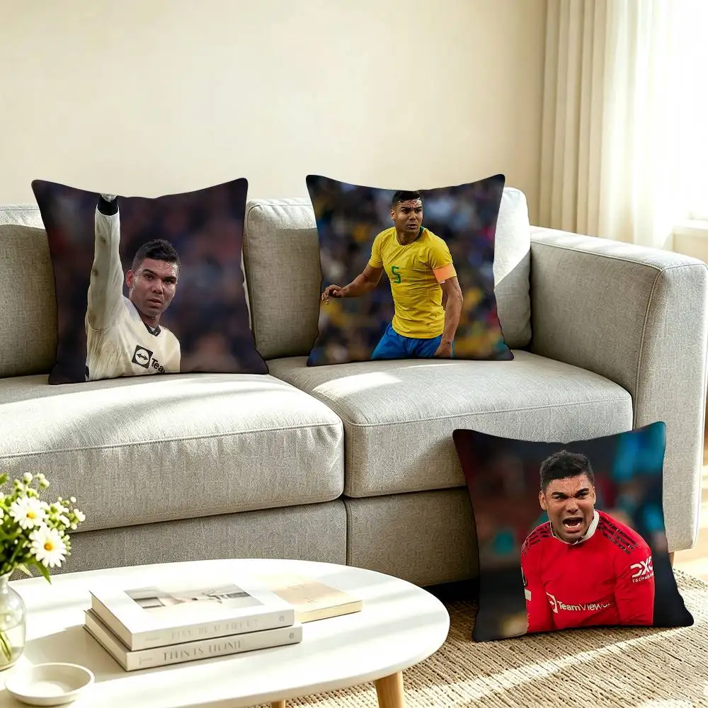 C-Casemiro Football Player Square Double-Sided printed Pillow Case Bedroom Bedside Pillow Sofa Cushion Cover