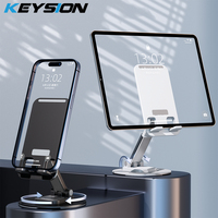 KEYSION 360° Rotate Metal Desk Mobile Phone Holder Stand for iPhone iPad Xiaomi Foldable Desktop Tablet Holder Cell Phone Stand