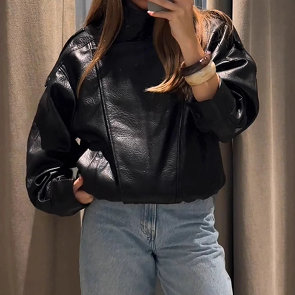 Elegant Simple Retro Solid Color Stand Collar Long Sleeve Jacket Short Outerwear Women's European Style New Wholesale