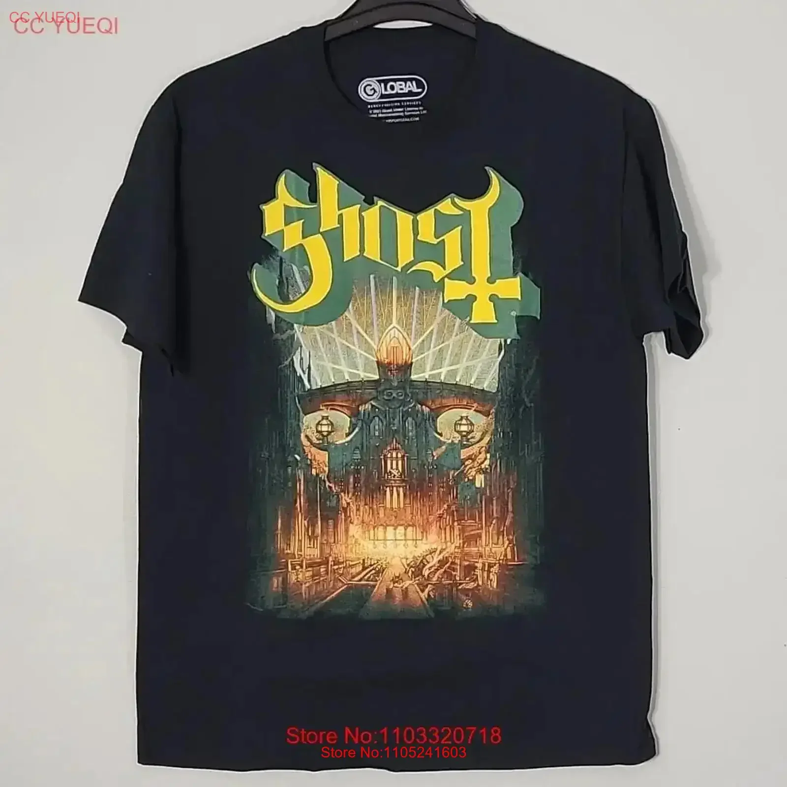Ghost meliora l grande oficial t camisa preto masculino banda logotipo vintage lavado respirável streetwear roupas de grife elegante
