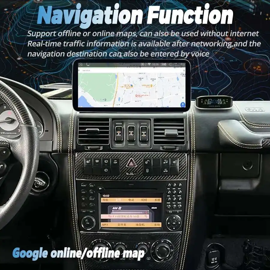 راديو سيارة يعمل بنظام أندرويد 14 مقاس 12.3 بوصة مع مشغل فيديو شاشة لسيارة Mercedes Benz G Class W461 W463 G350 G400 G500 G63 G65 #5