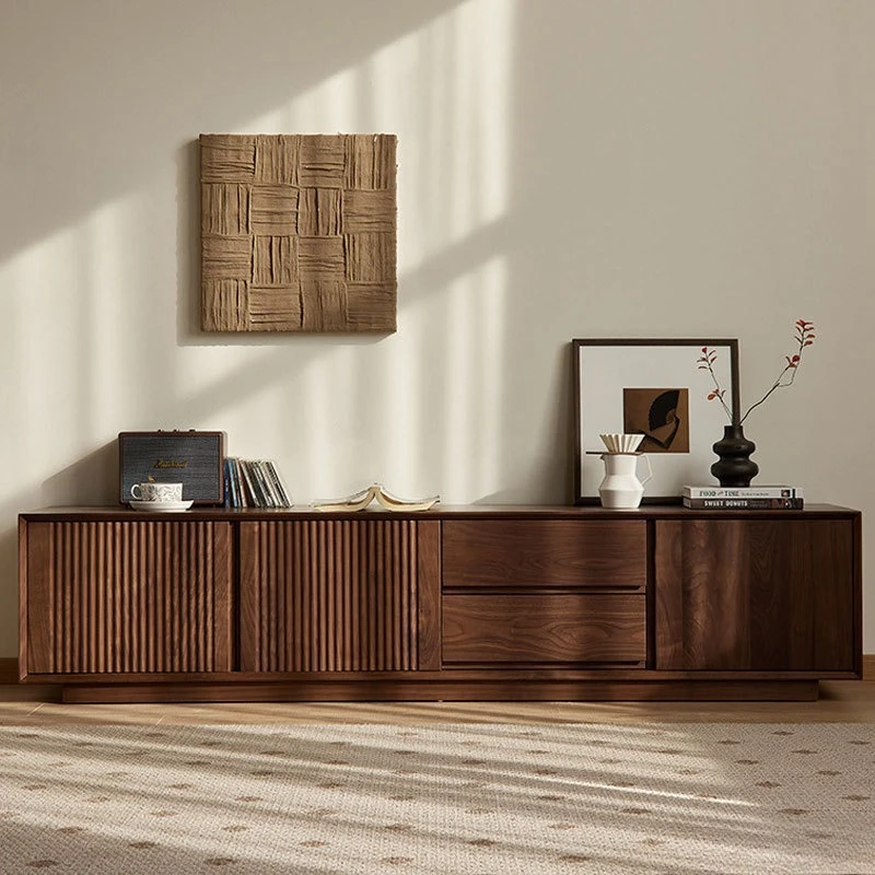 All solid wood TV cabinet North American black walnut floor cabinet Living room  cabinet Multi-kinetic energy locker
