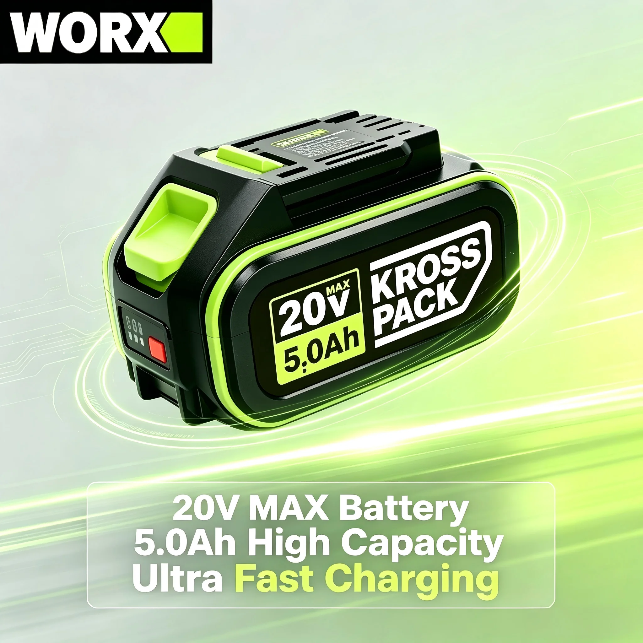 WORX KROSS PACK 20V Max 8.0Ah Lithium Battery High Capacity Replacement For Cordless Power Tools  WA3016 WA3027 WA3054 WA3055