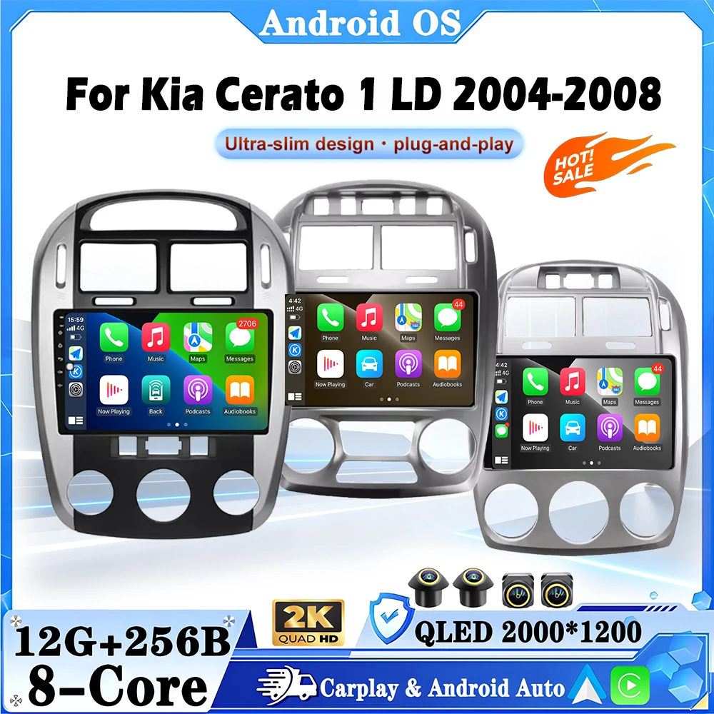 9 inch Android 16 For Kia Cerato 1 LD 2004-2008 Car Radio Multimedia Player Navigation Video Player BT WiFi DSP Carplay Auto
