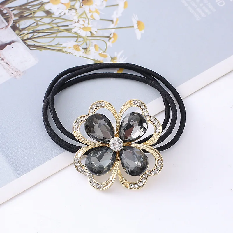 Diamond Crystal Jewelry Stones Rhinestone Flower Hair Rope Crystal Rubber Bands Korean Trendy Elastic Hair Bands Headwear