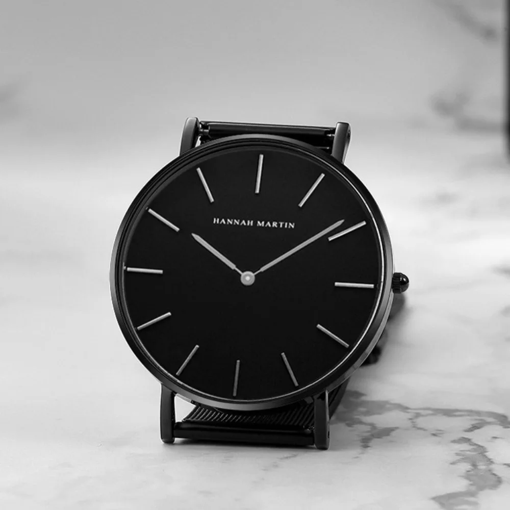 Hannah Martin CH02 Fashion Business Simple Luxury Quartz Watch Waterproof Quartz Mesh Strap Watches for Men Relogios Masculino