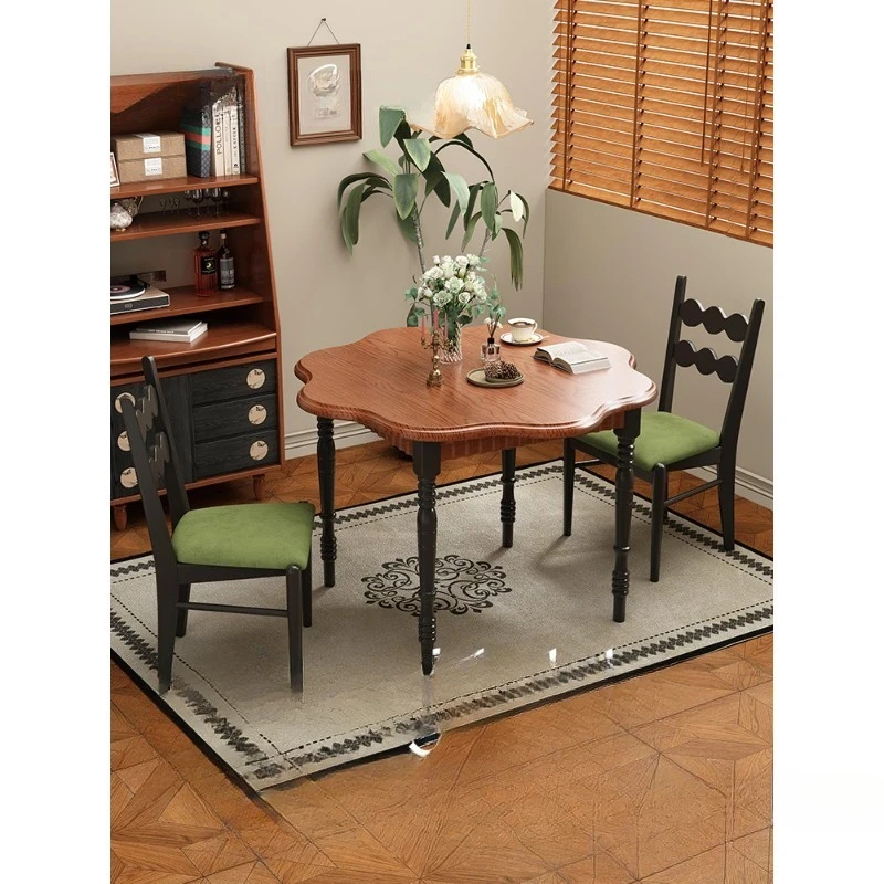 

Full solid wood dining table ash wood petals round French retro American dining home dining room table