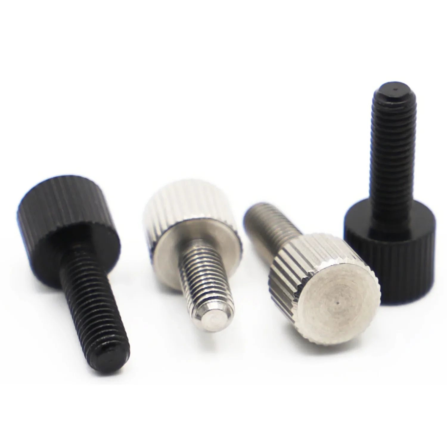 M2 M2.5 M3 M4 M5 M6 304 Stainless Steel Thumb Screws Black Steel Plain Type Metric Knurled Head Manual Adjustment Screws