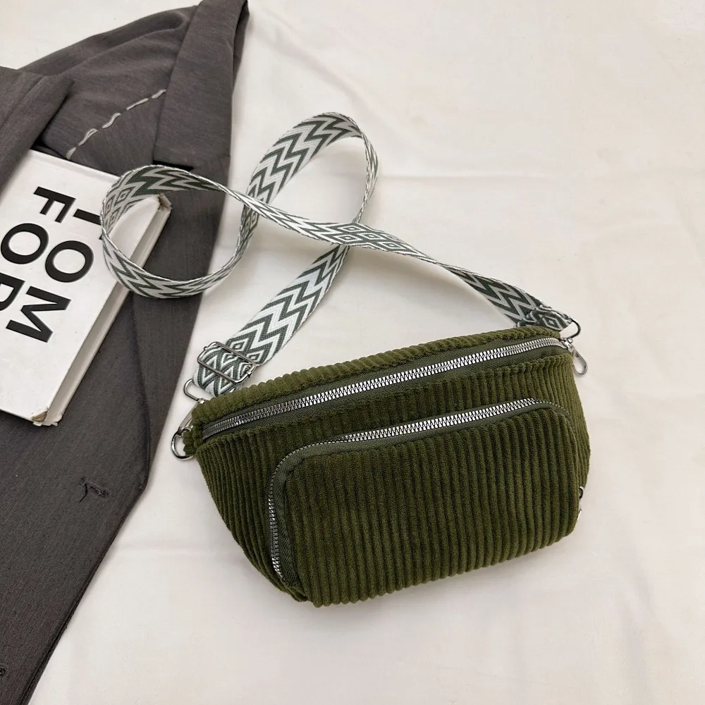 

Повседневная вельветовая поясная сумка с широким ремешком для гитары, сумки через плечо с несколькими карманами, нагрудная сумка на молнии, дорожная сумка