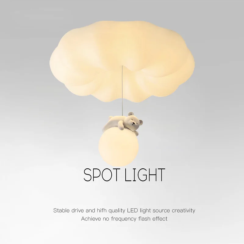 Children's Room Ceiling Lights Cream Style White Bear Cloud Lamp Modern Cream Style Boy Girl Bedroom Baby Room Ceiling Lamps