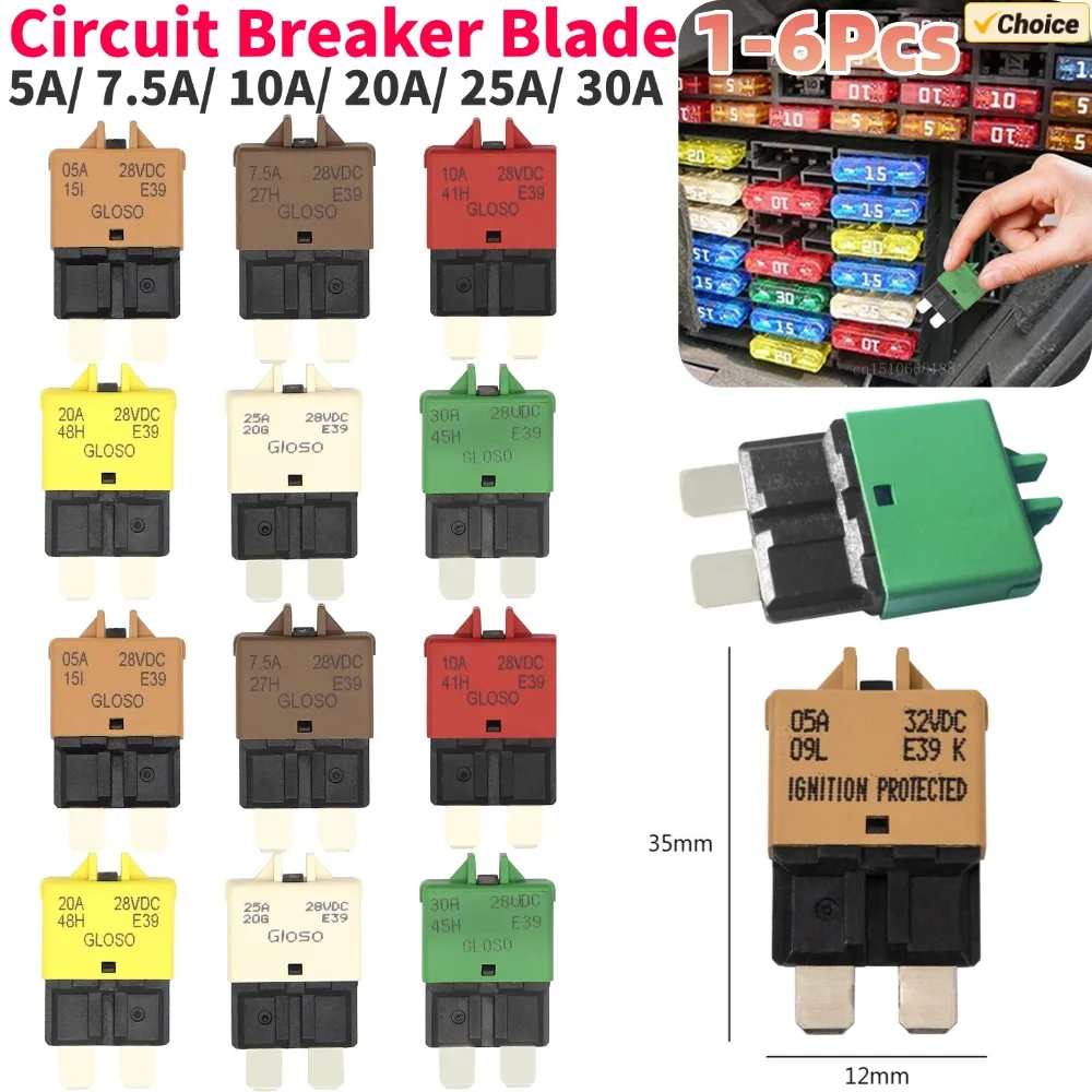 DC32V 5A-30A Automatic Reset Mini ATM Circuit Breaker Blade Fuse With Automatic Recovery for Car Motorcycle Truck Boat Marine