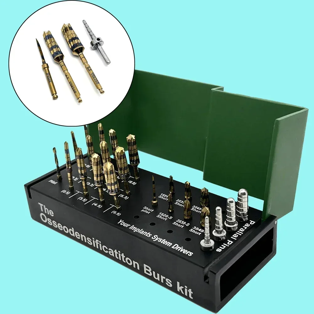 

24Pcs Dental Implant Burs Kit Osseodensification Drills for Bone Condensing Ridge Expansion Surgical Dental Tools High Precision