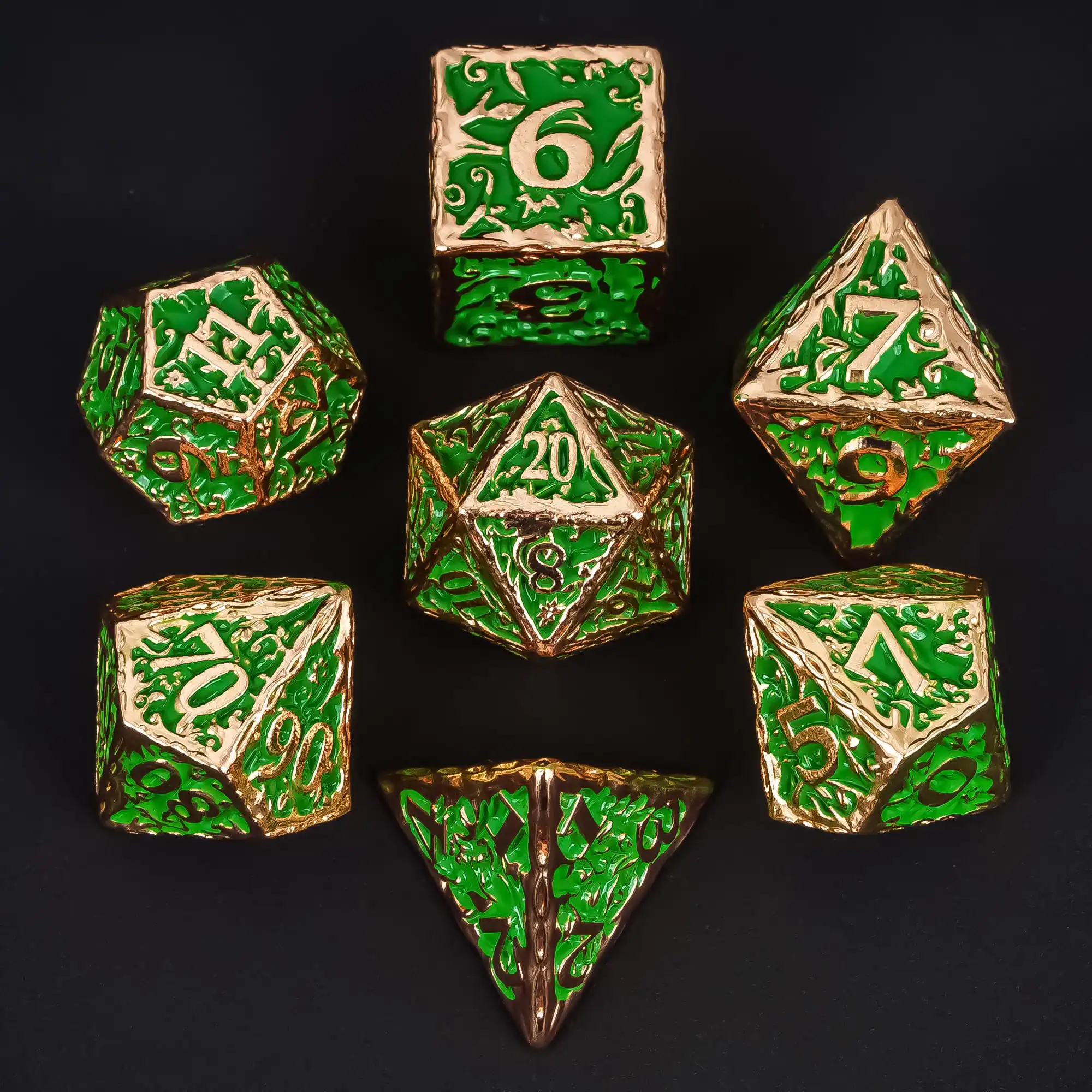 Druid Metal Dice Set, D & D Dice Game, Polyhedral Dices for Role Playing Board Games, Pathfinder Gift, New Design, 7Pcs D4 ~ D20