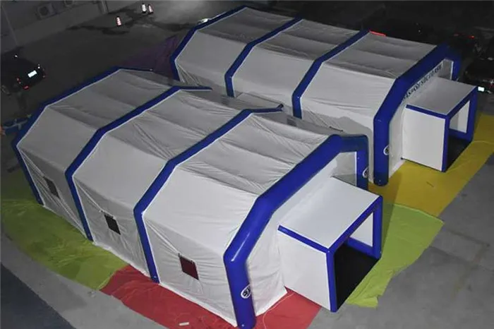 Airtight hospitals use equipment to inflate medical tents