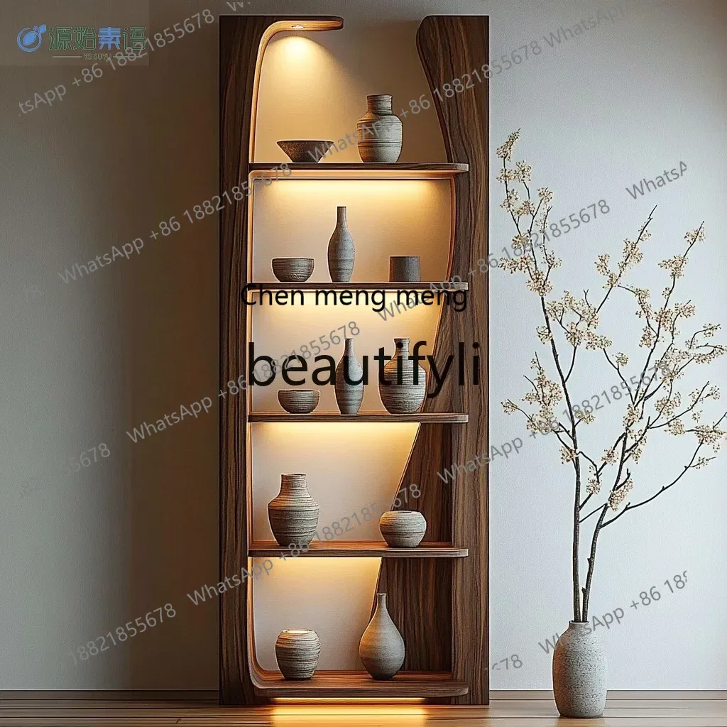 N178 G Wabi Sabi Wind Log Bogu Rack Chinese Bookshelf Partition Tea Room Retro Solid Wood Customized Tree-shaped Shelf