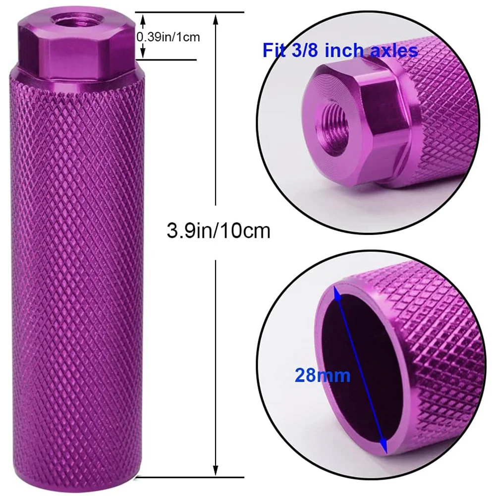 4 Pcs Bike Pegs,Aluminum Alloy Anti-Skid Lead Foot Bicycle Pedals BMX Pegs for 3/8 Inch Axles Bicycle Accessories,Purple HOT