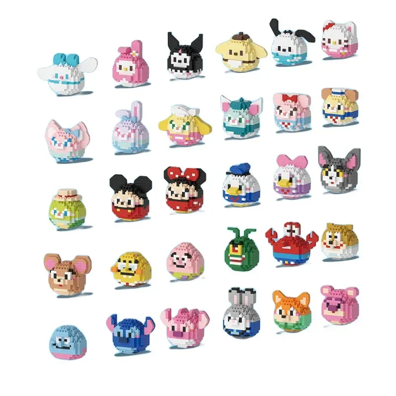 

Disney Stitch LinaBell Hello Kitty Sanrio Building Blocks Damo Egg Cartoon Figrues Bricks Children's Assembly Toys Model Gift