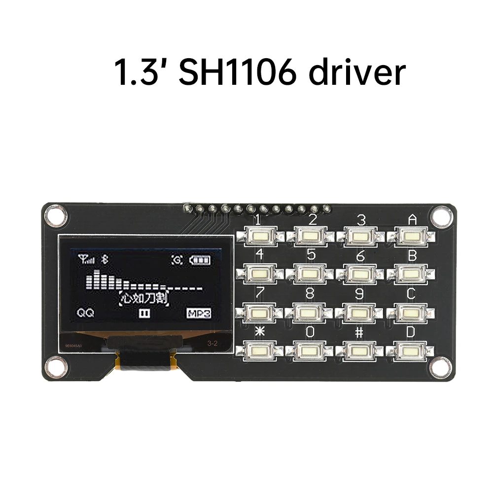 0.96/1.3 Inch OLED Display SSD1315 SSD1306 SH1106 With 4x4 Keyboard 16P Button LCD Display Module Screen Module for Arduino