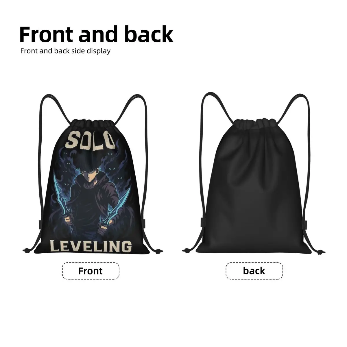 Anime Solo Leveling Shadow Master Serut Ransel Olahraga Gym Sackpack Tas Tali untuk Berlari