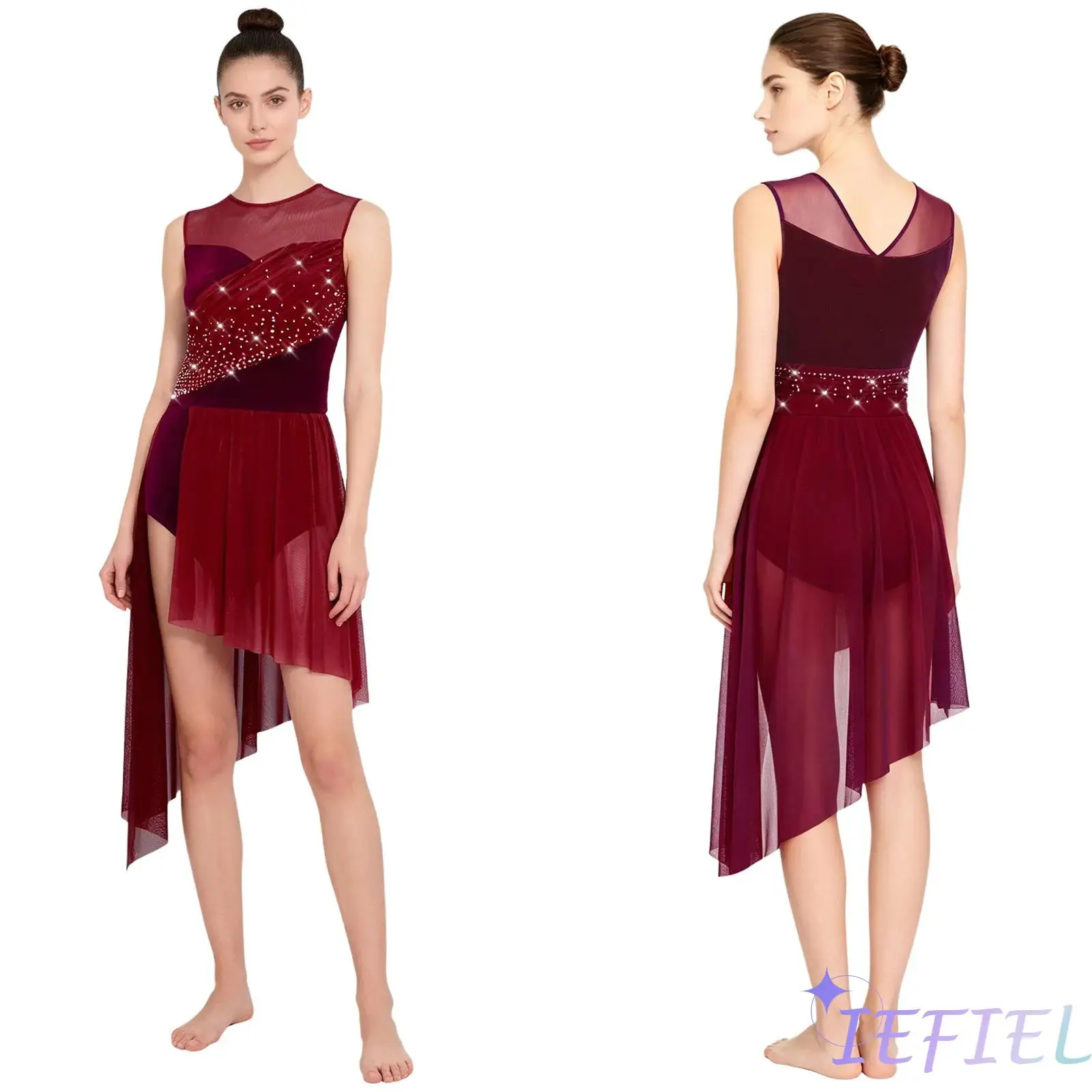 

Elegant Women Figure Skating Dance Competition Dress Outfit Female Contemporary Modern Dance Clothing for Stage Prom Performance
