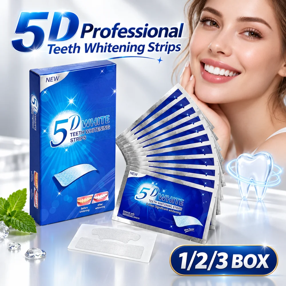 5D Teeth Whitening Strips PAP Mint Formula Stain Removal for Coffee Tea Sensitive Teeth Gentle Oral Care Whitening Kit