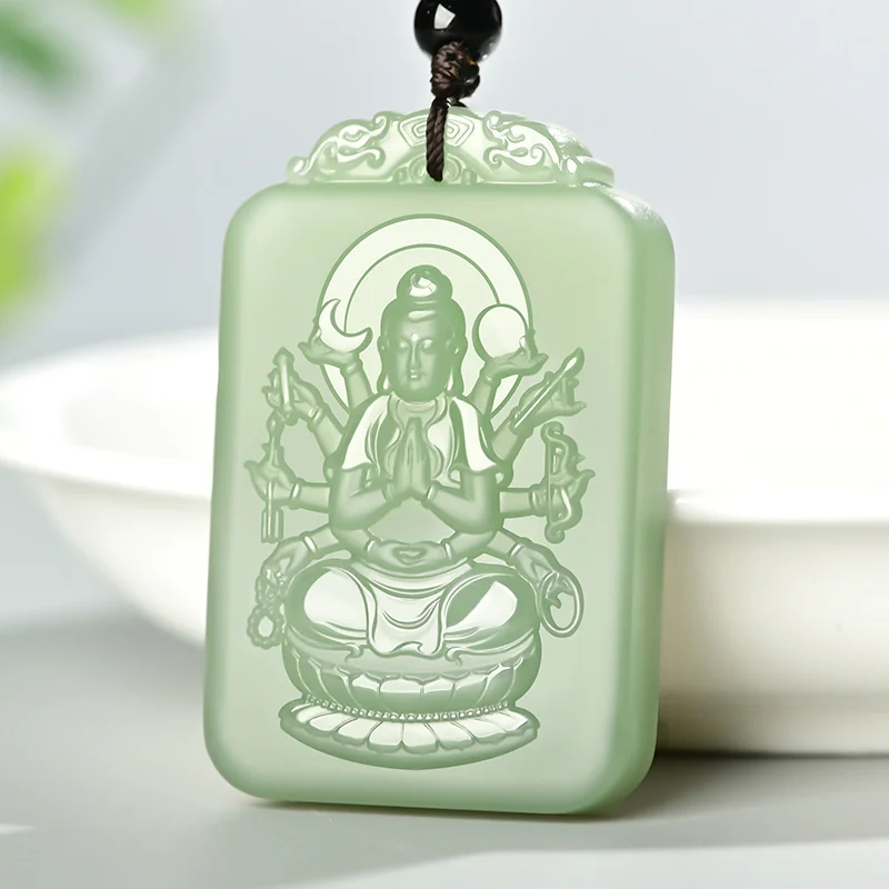 Hetian Jade Buddha Zodiac Men's and Women's Guardian Pendant Puxian Manshu Mahasthamaprapta