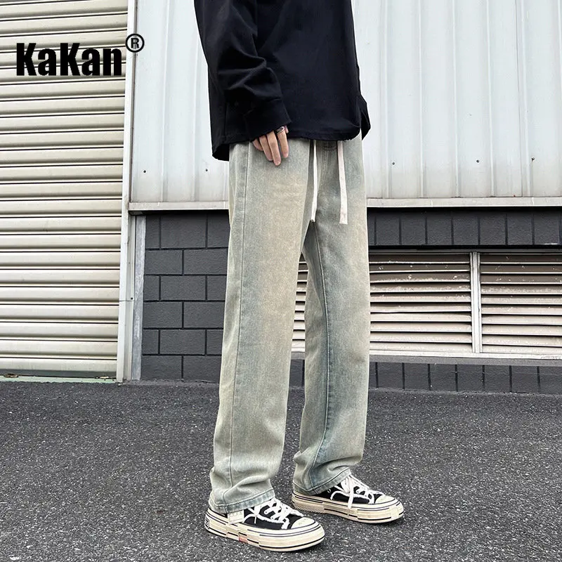 Kakan - European and American Spring/Summer New Vintage Jeans Men's Wear, Casual Wide Leg Long Straight Leg Jeans K024-KJ603