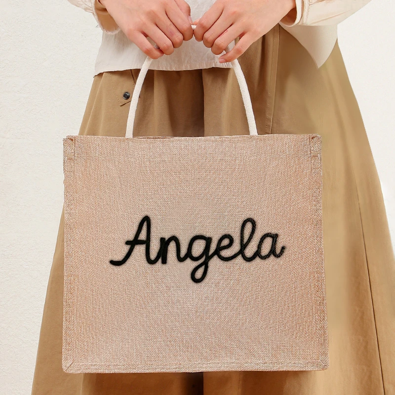 Personalized Bridesmaid Gift Bag,Monogram Tote Bag,Custom Burlap Tote Bag,Beach Name Bag,Bachelorette Party Gift Bag,Bridal Part