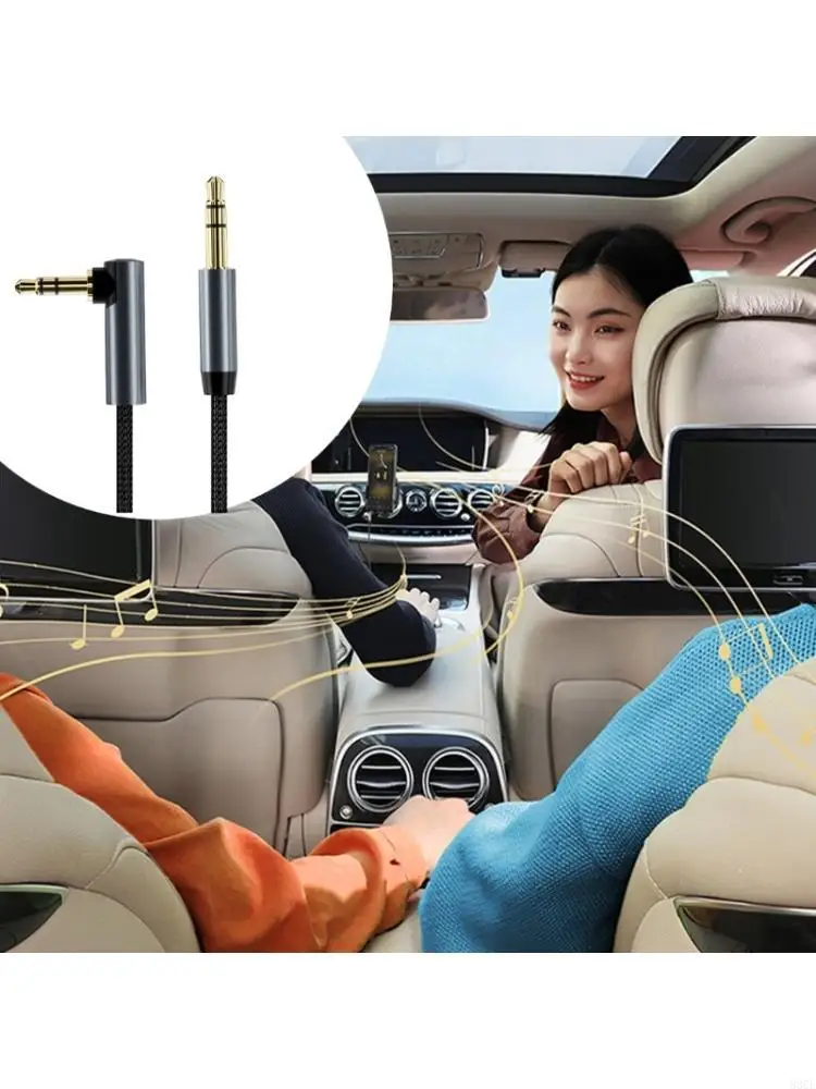Car Speaker 3.5mm Male to Male Cable with 90 Degree End, Straight End, Metal Shell, and Side Access for Desktop Gear Daily Use