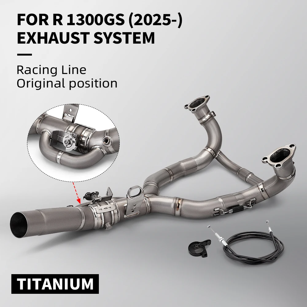New Titanium Head Pipe with Electric Controlled Valve for R1300GS R1300 Adventure Motorcycle Exhaust Manifold 60mm