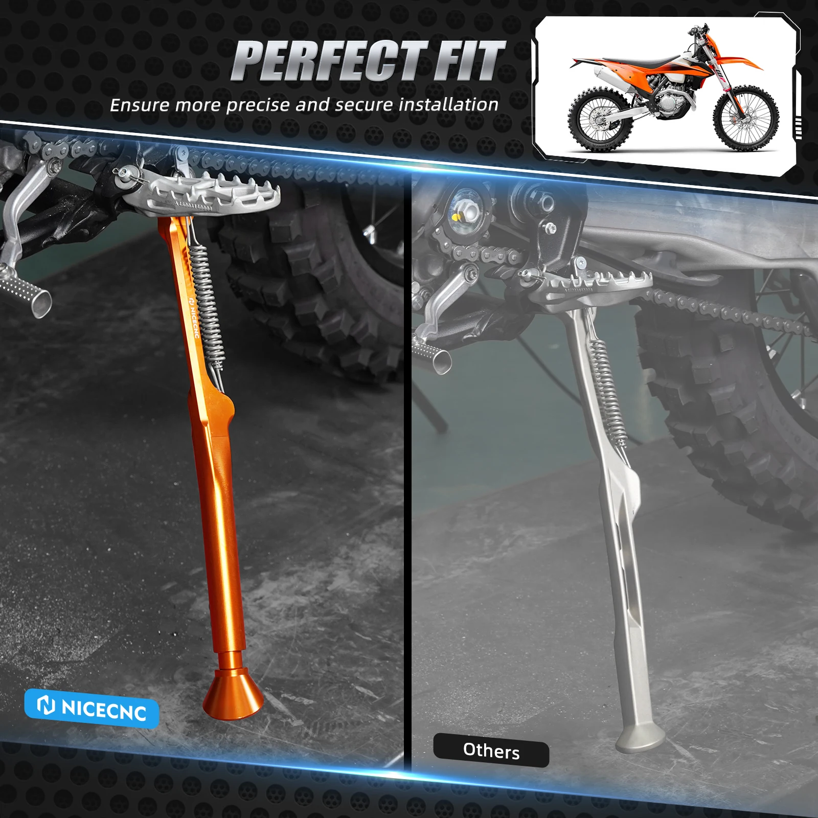 NICECNC For KTM EXC 300 2024-2025 EXCF 350 EXC 450 XCW 300 XCF-W 450 500 XW-F Adjustable Kickstand Side Stand XC XCF 2023-2025 - Image 6