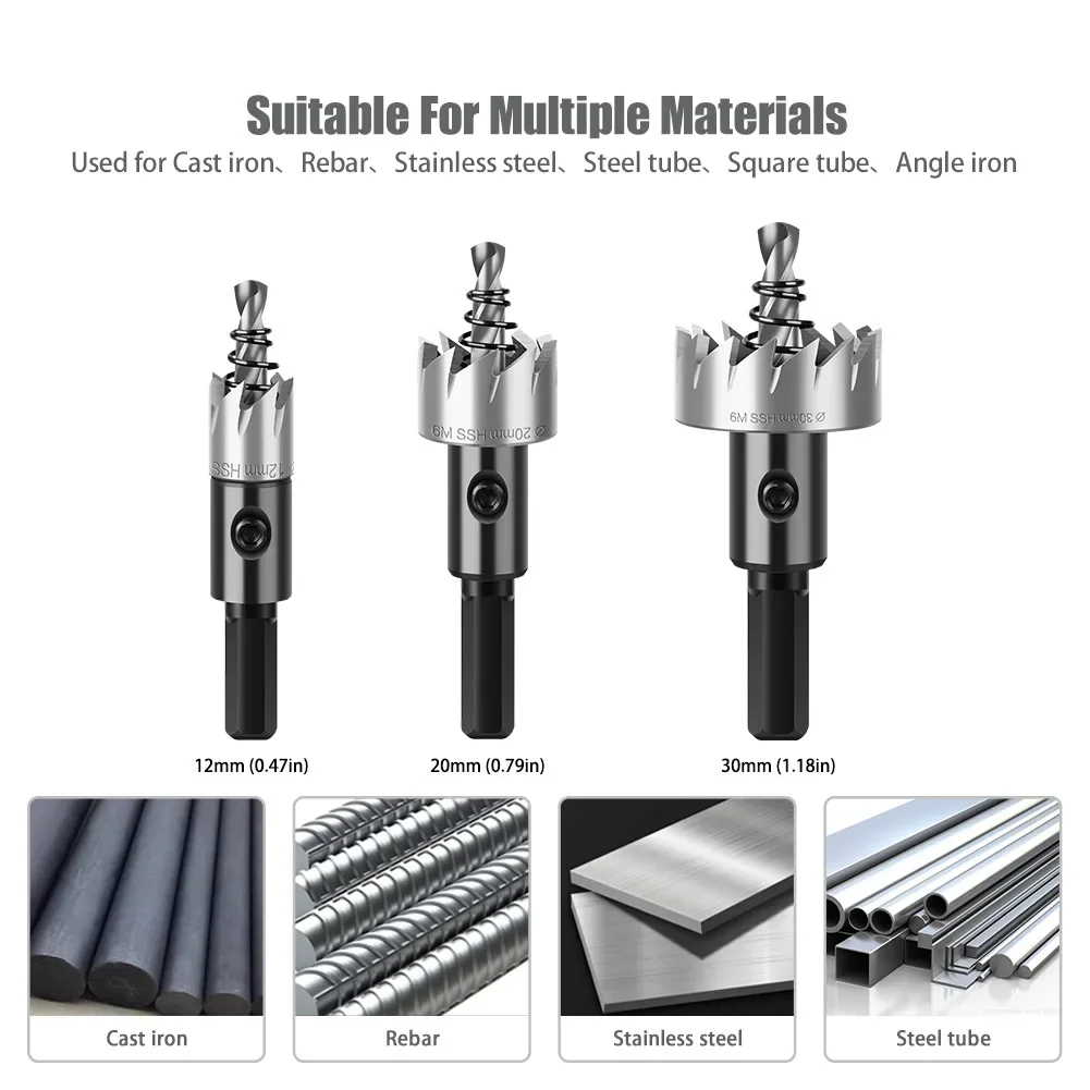HSS Drill Bit Hole Saw Cutter Bi-Metal for Aluminum Iron Stainless Steel DIY Wood Cutter HSS Hole Saw Kit