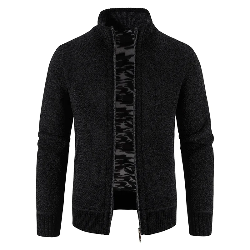 

2025 New Fashion Fleece High Quality Luxury Cardigan Male Outer Wear Thick Warm Jacket Men Fashion Autumn Winter Knit Coat