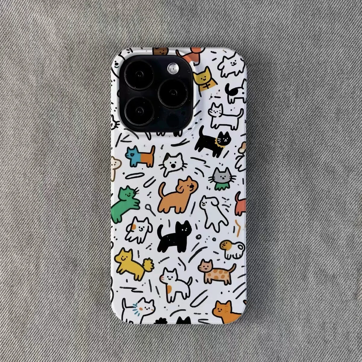 Bunter Welpe mit weißem Hintergrund Handyhülle für IPHONE 17 Air 16E 15 PROMAX 14 Plus 13 12 MINI 11 XR XS Acryl-Telefonabdeckung