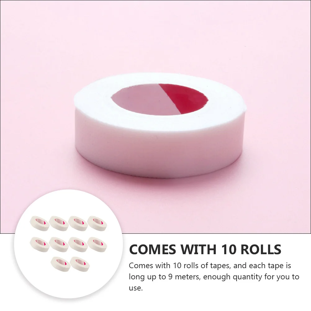 

10 Rolls Eyelash Isolation Tape Adhesive Breathable Non-Woven Fabric Lash Extension Tape For Women Easy Peel Cuttable 9M Per