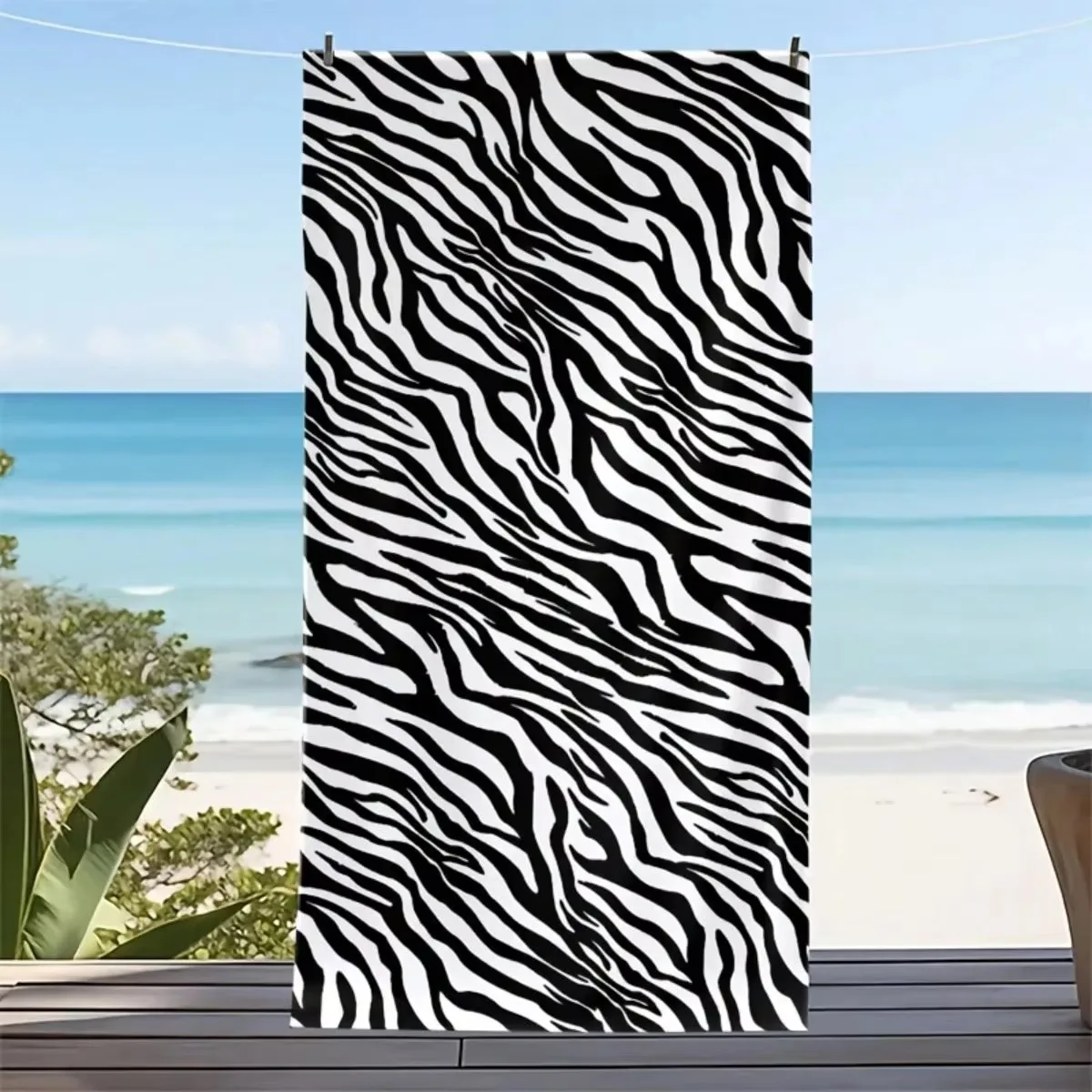 Stylish Zebra Print Quick Dry Lightweight Breathable Comfortable Beach Towel 1pc for Summer Pool Outdoor Activities