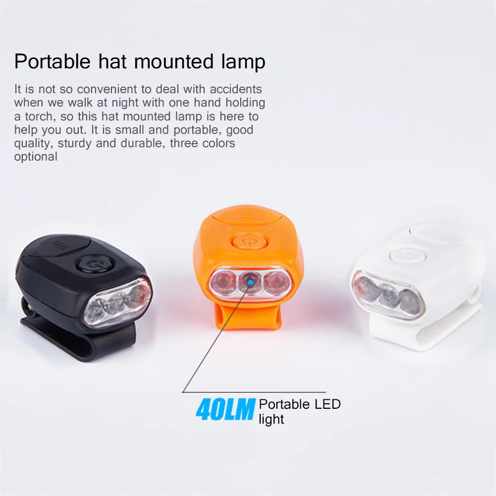 3led Portable Hat Clip Light 45lm 90 Degrees Rotatable Modern Simple Torch for Camping Hiking Night Fishing Dropship