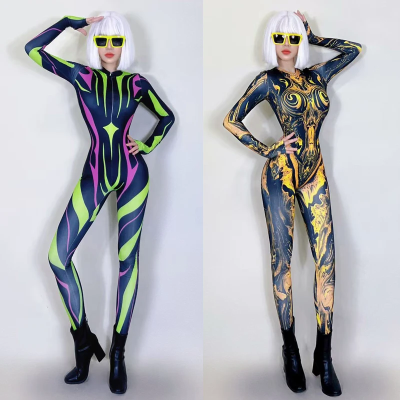 

Bar Nightclub DJ DS Pole Dance Clothing Women Cosplay Jazz Dance Jumpsuit Outfits Gogo Dance Costumes Stage Rave Wear XS10147