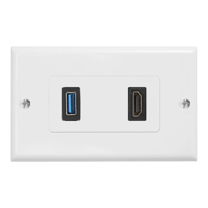 1X 2Port +USB 3.0 Female Wall Face Plate Panel Outlet Socket Extender White