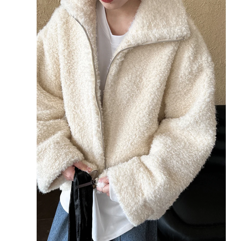 2025 Women Winter Warm Coat Furry Faux Fur Coat Loose Style Big Collar Jacket Women Thick Coat Casaco Feminino