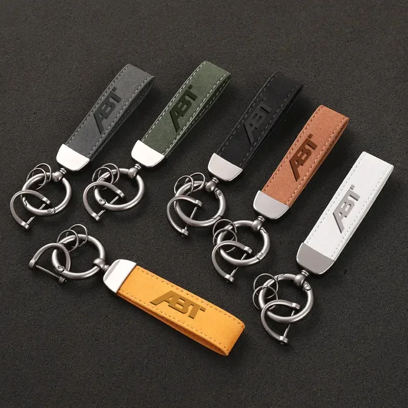 Suede Leather Car Keychain Key Rings Custom Gift 3D imprinting with abt logo For VW Golf 7 ABT ABTS Car accessories