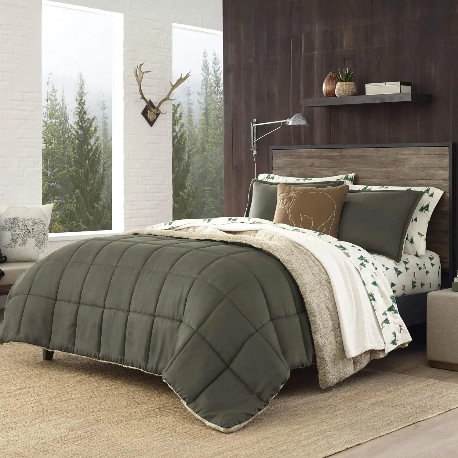 King Comforter Set, Reversible Sherpa Bedding with Matching Shams, Cozy & Warm Home Decor