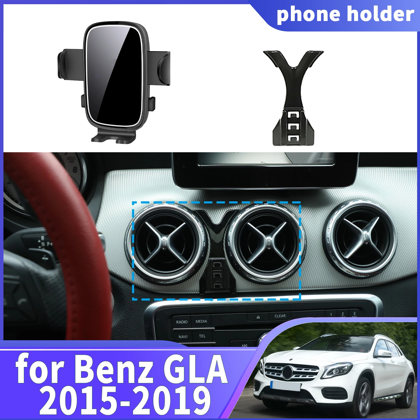 

fit for Mercedes Benz GLA X156 CLA 2015 2016 2017 2018 2019 Navigation Phone Holder Mount Customized Car accessoires
